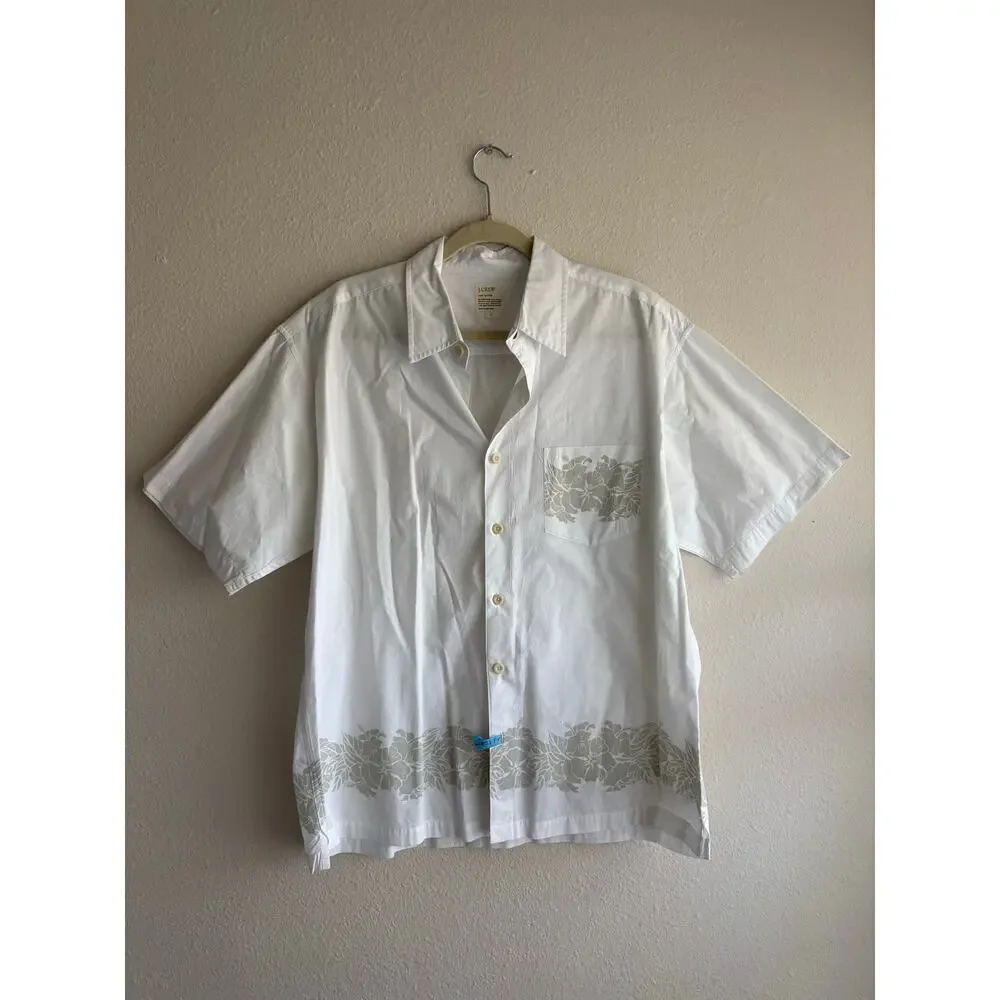 J. Crew White Tropical Hawaiian shirt Button Up vacation summer beach resort